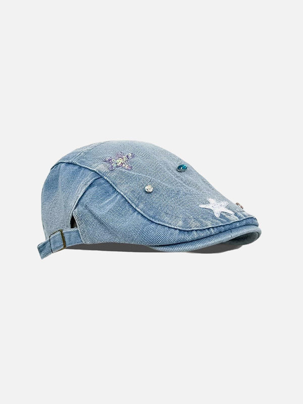 Vintage Embroidery Star Denim Hat