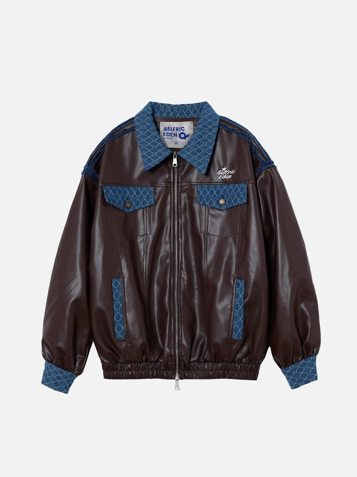 Aelfric Eden Denim Patchwork Jacquard Leather Jacket