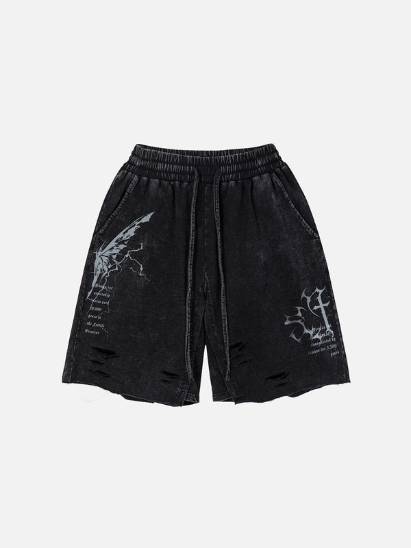 Aelfric Eden Butterfly Distressed Washed Shorts