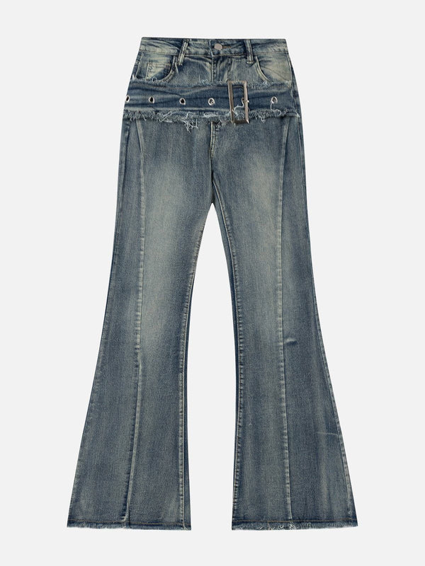 Fringe Belt Washed Jeans