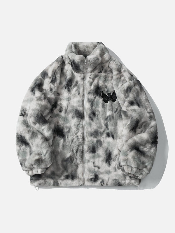 Aelfric Eden Embroidered Wings Bunny Label Tie Dye Sherpa Coat