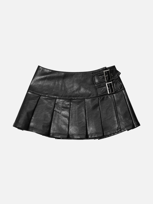 Vintage Solid Leather Pleated Skirt<font color="#00249C"><br>S/S 24 The Dreamers</font>