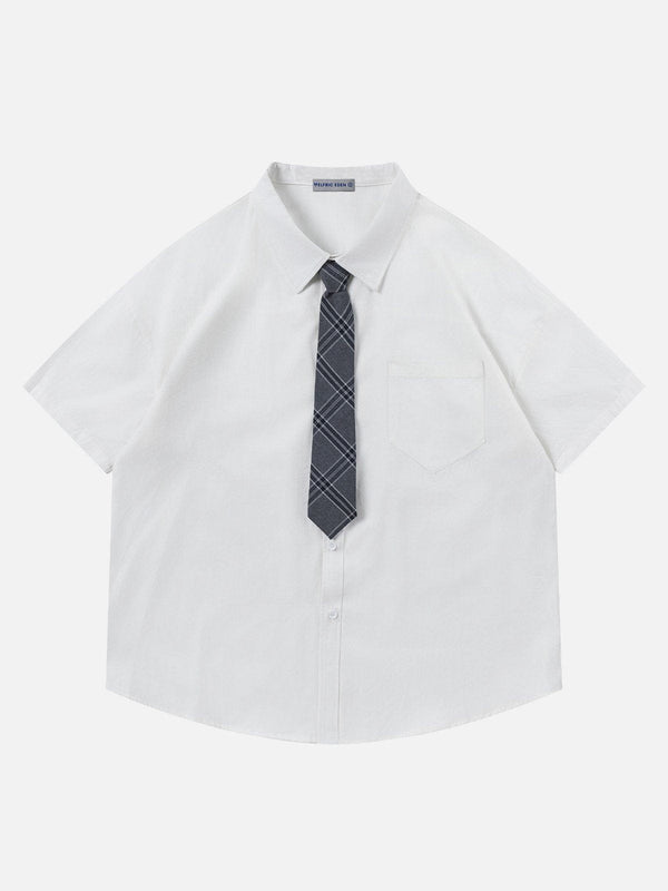 Aelfric Eden Plaid Tie Short Sleeve Shirt