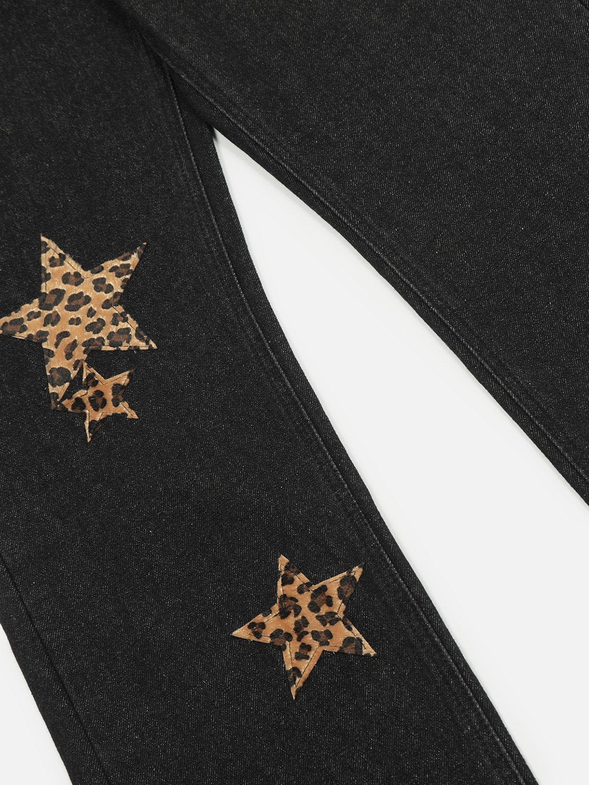 Aelfric Eden Leopard Print Star Straight-Leg Jeans