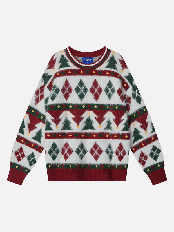Aelfric Eden Christmas Color Blocking Diamond Sweater