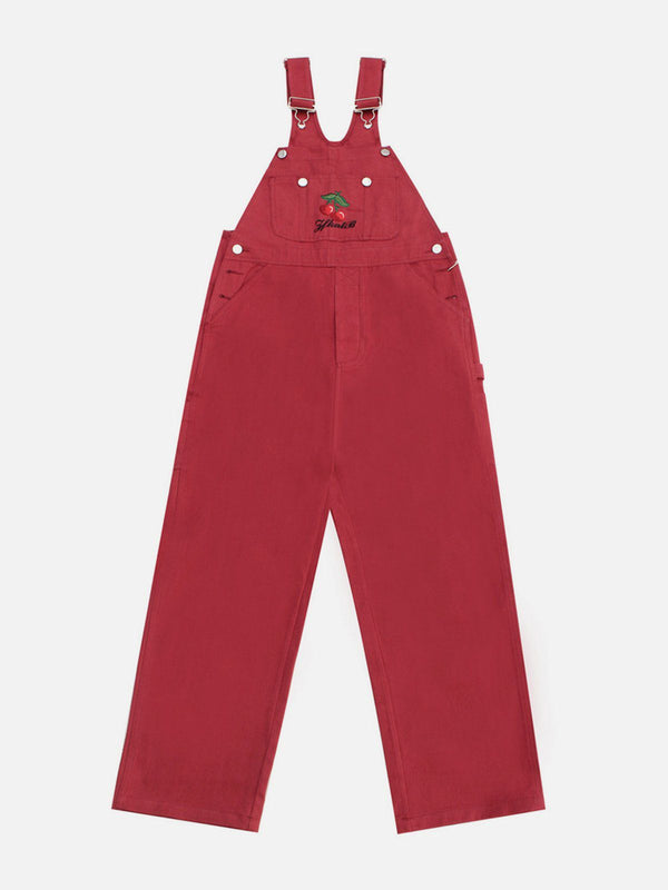 Embroidery Cherry Overalls