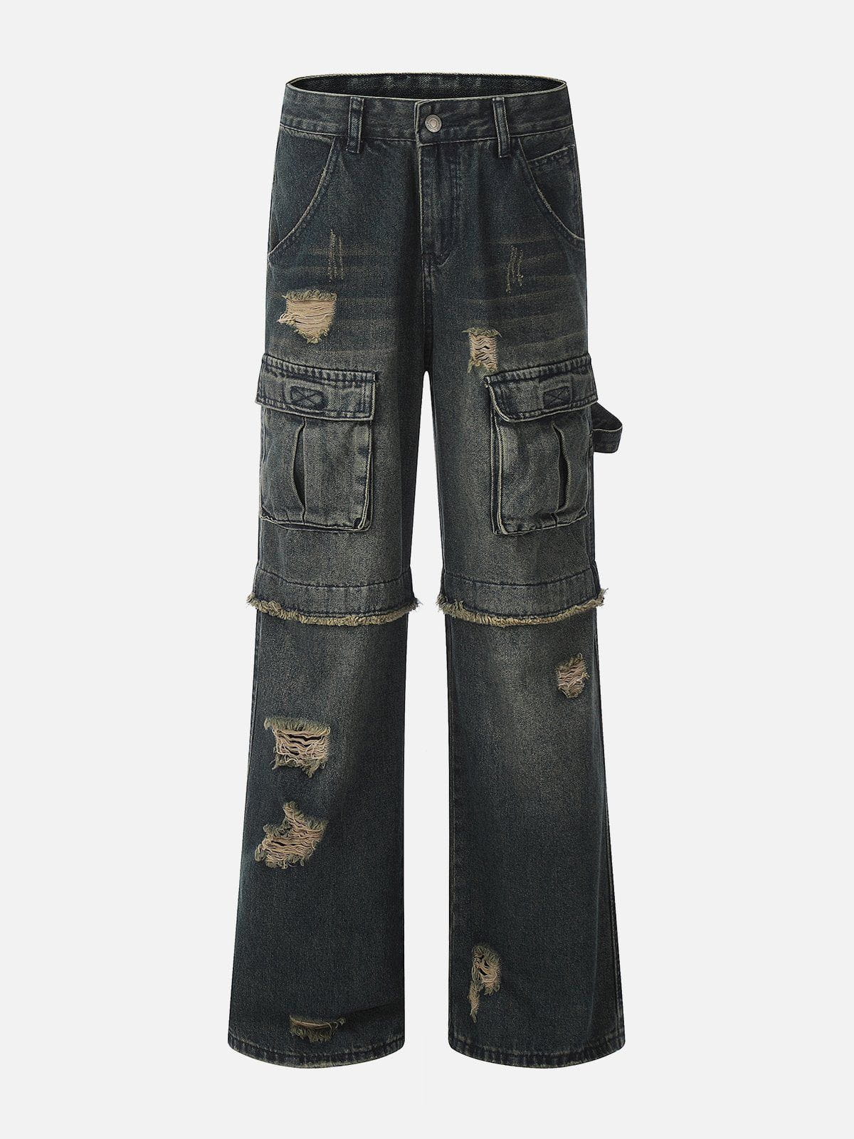 Aelfric Eden Distressed Fringe Patchwork Loose Jeans