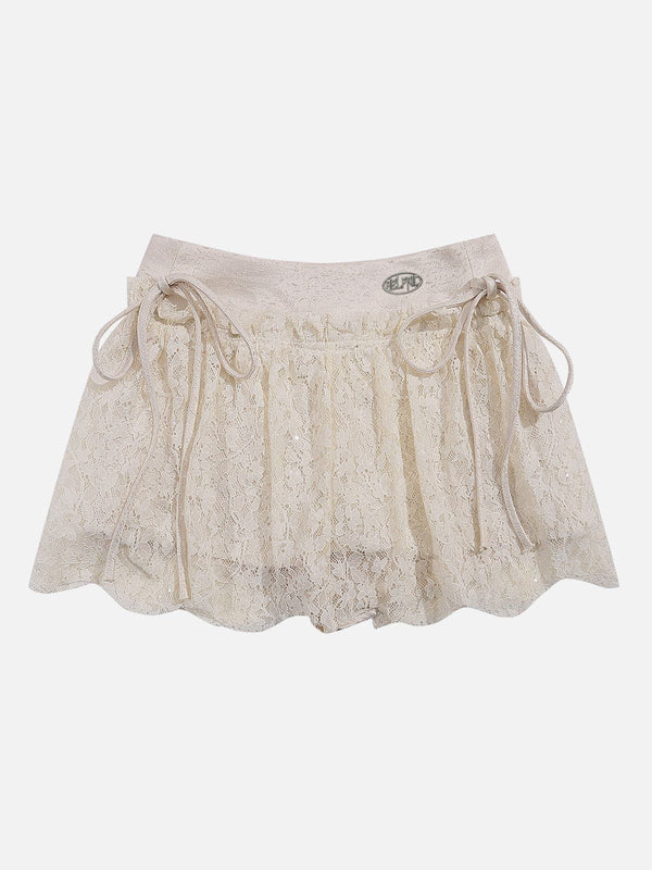Mesh Lace Pleated Skirt