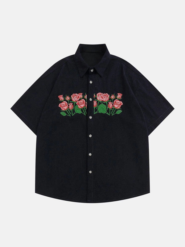 Aelfric Eden Rose Embroidered Corduroy Short Sleeve Shirts