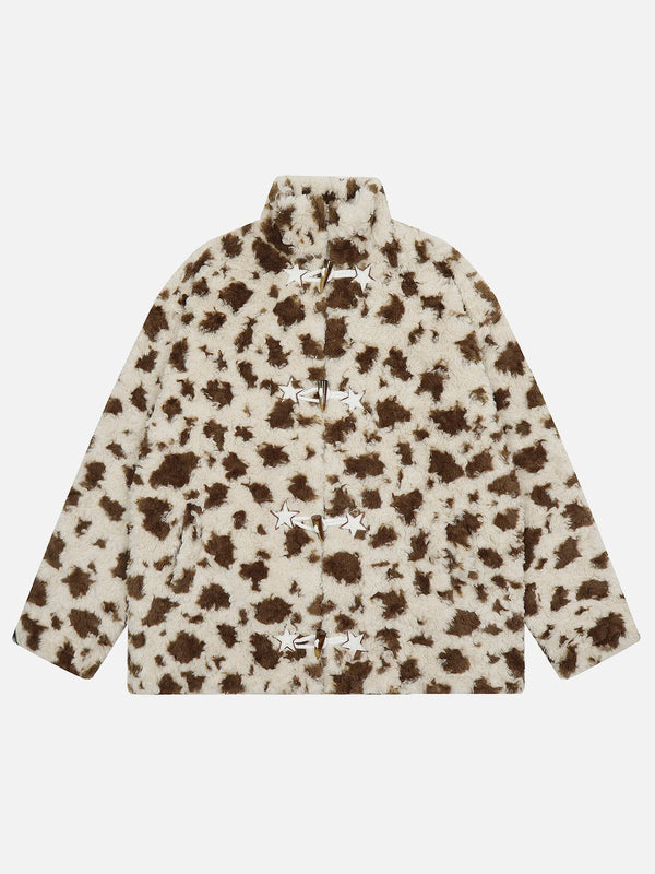 Aelfric Eden Leopard Star Button Sherpa Coat