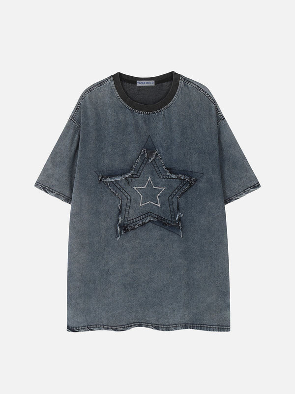 Aelfric Eden Applique Embroidery Star Washed Tee