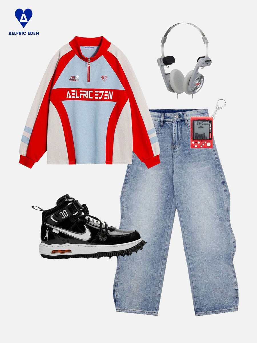 [Pre-Order] Aelfric Eden Color Blocking Print Sweatshirt