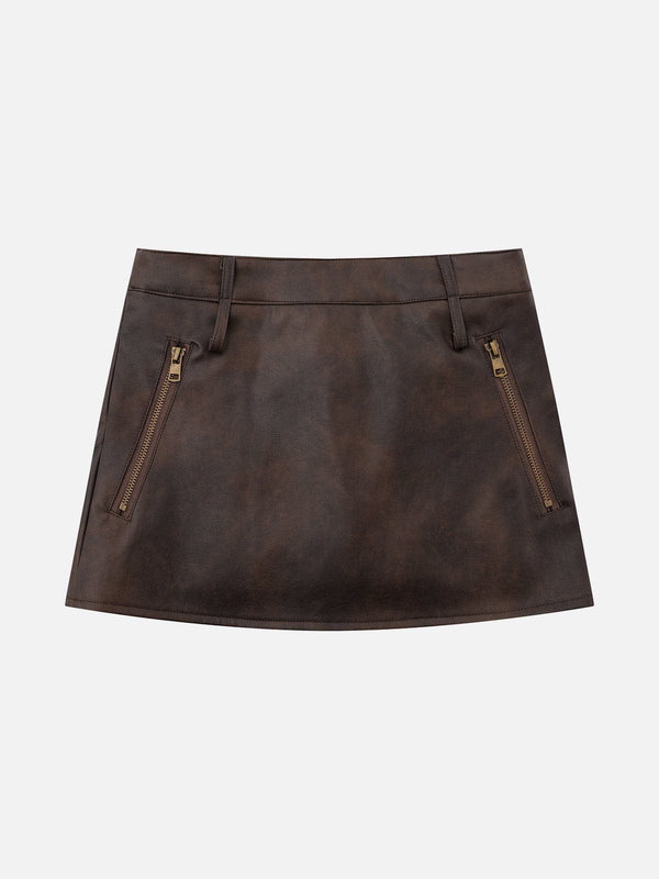 Aelfric Eden Solid Basic Faux Leather Skirt
