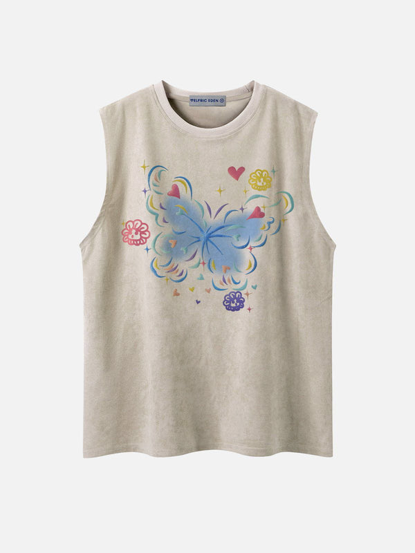 Aelfric Eden Colorful Butterfly Suede Tank Top