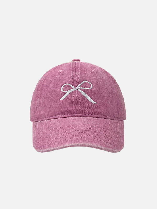 Embroidery Bow Washed Hat