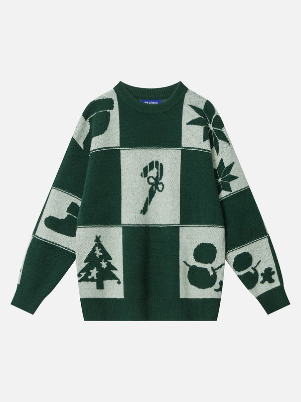 Aelfric Eden Christmas Color Block Plaid Sweater