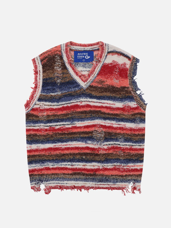Aelfric Eden Distressed Stripe Sweater Vest