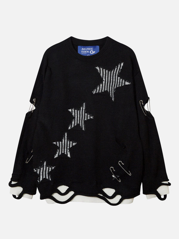 Aelfric Eden Distressed Cut Out Star Sweater