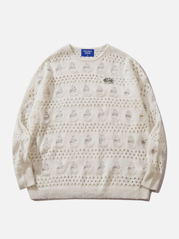 Multi Distressed Wool Blend Sweater