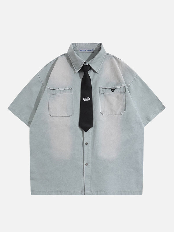[Pre-Order] Aelfric Eden Necktie Washed Short Sleeve Shirt