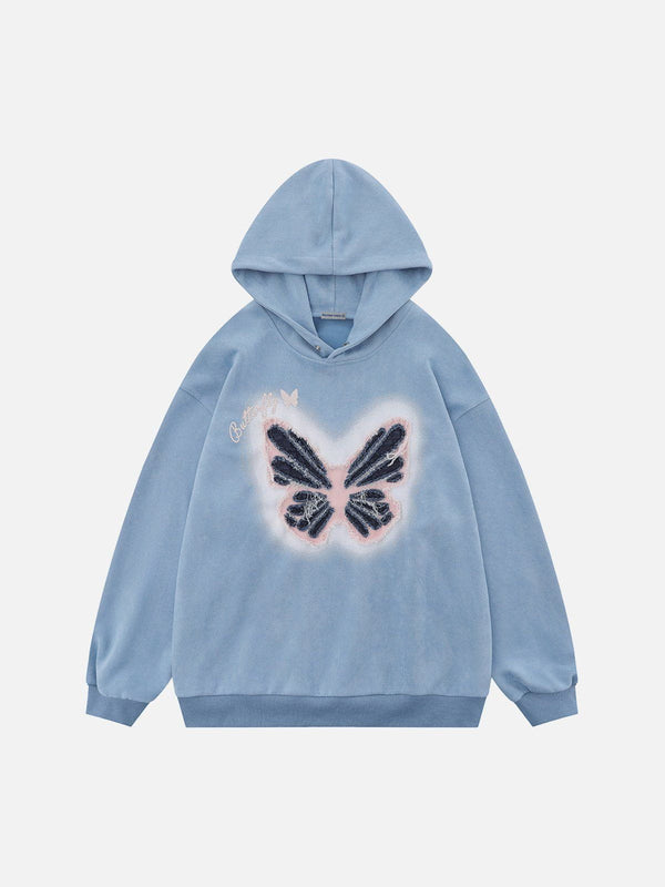 Aelfric Eden Embroidery Denim Butterfly Hoodie