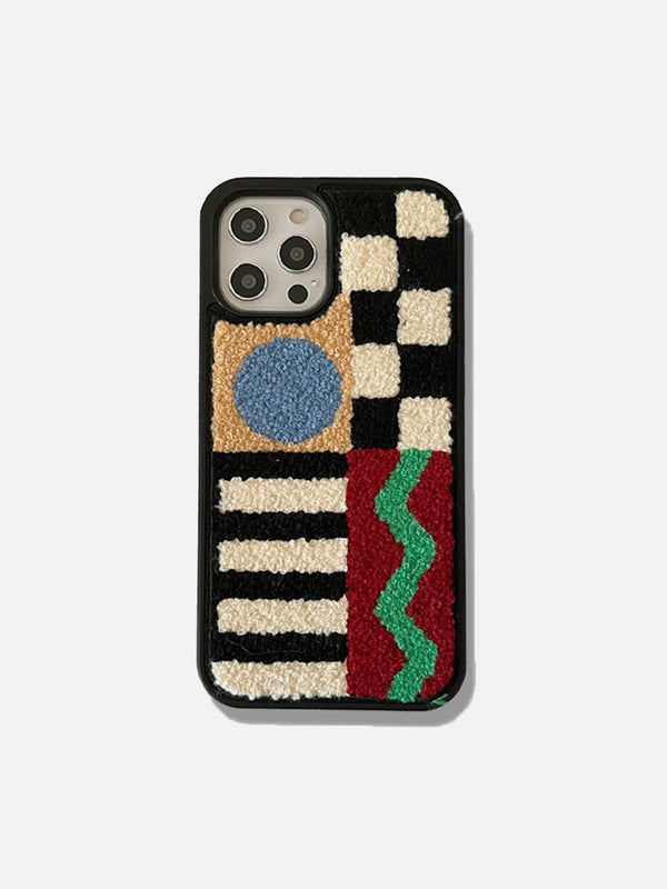Geometry Patchwork Plush Mobile Phone Case