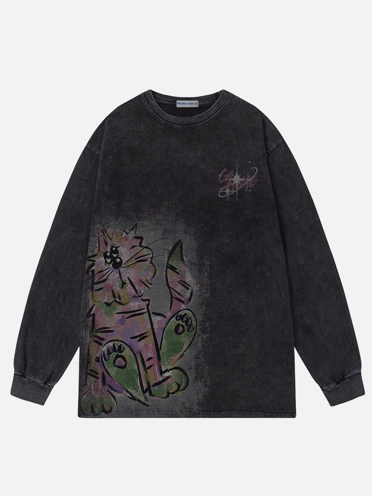 Aelfric Eden Colorful Cat Washed Sweatshirt