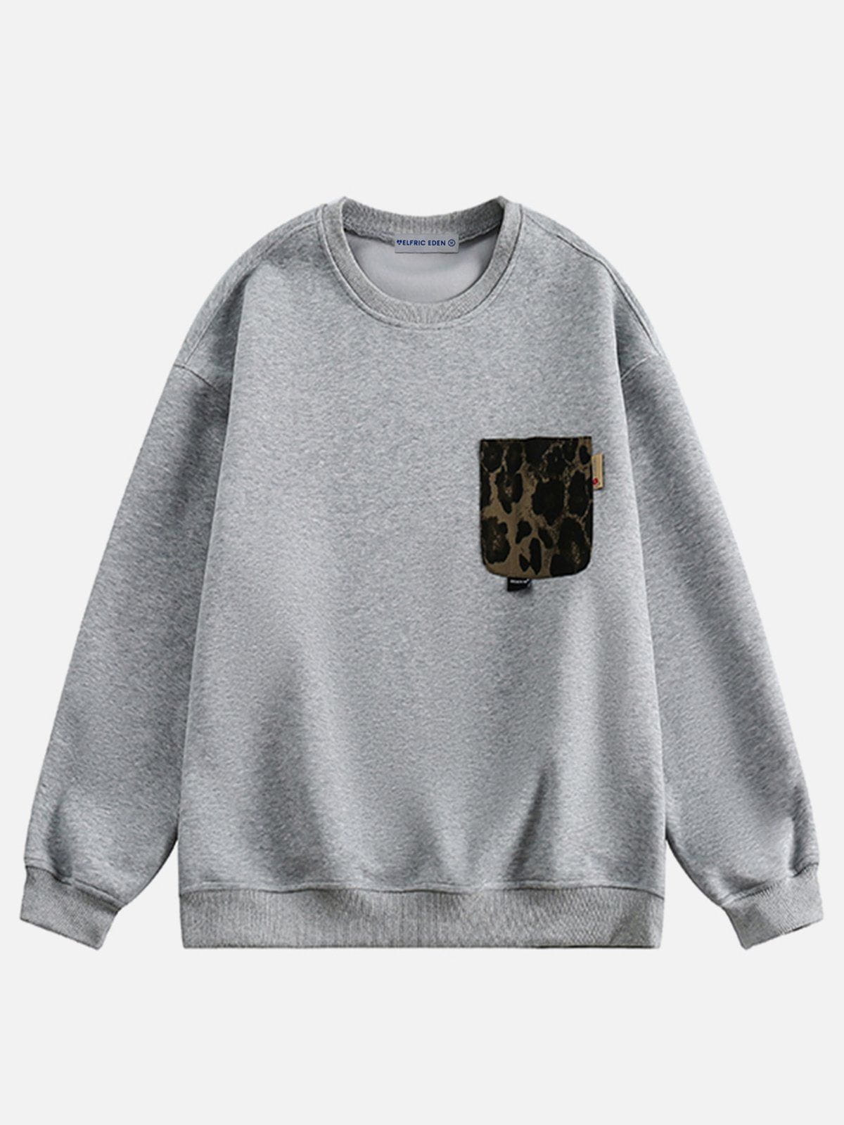 Aelfric Eden Leopard Print Pocket Sweatshirt