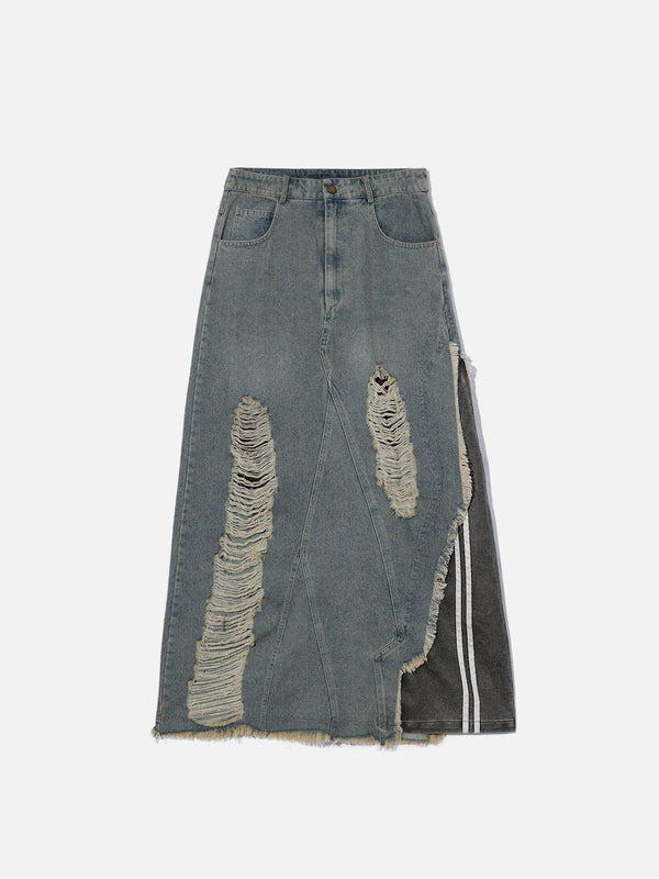 Vintage Distressed Leather Patchwork Skirt