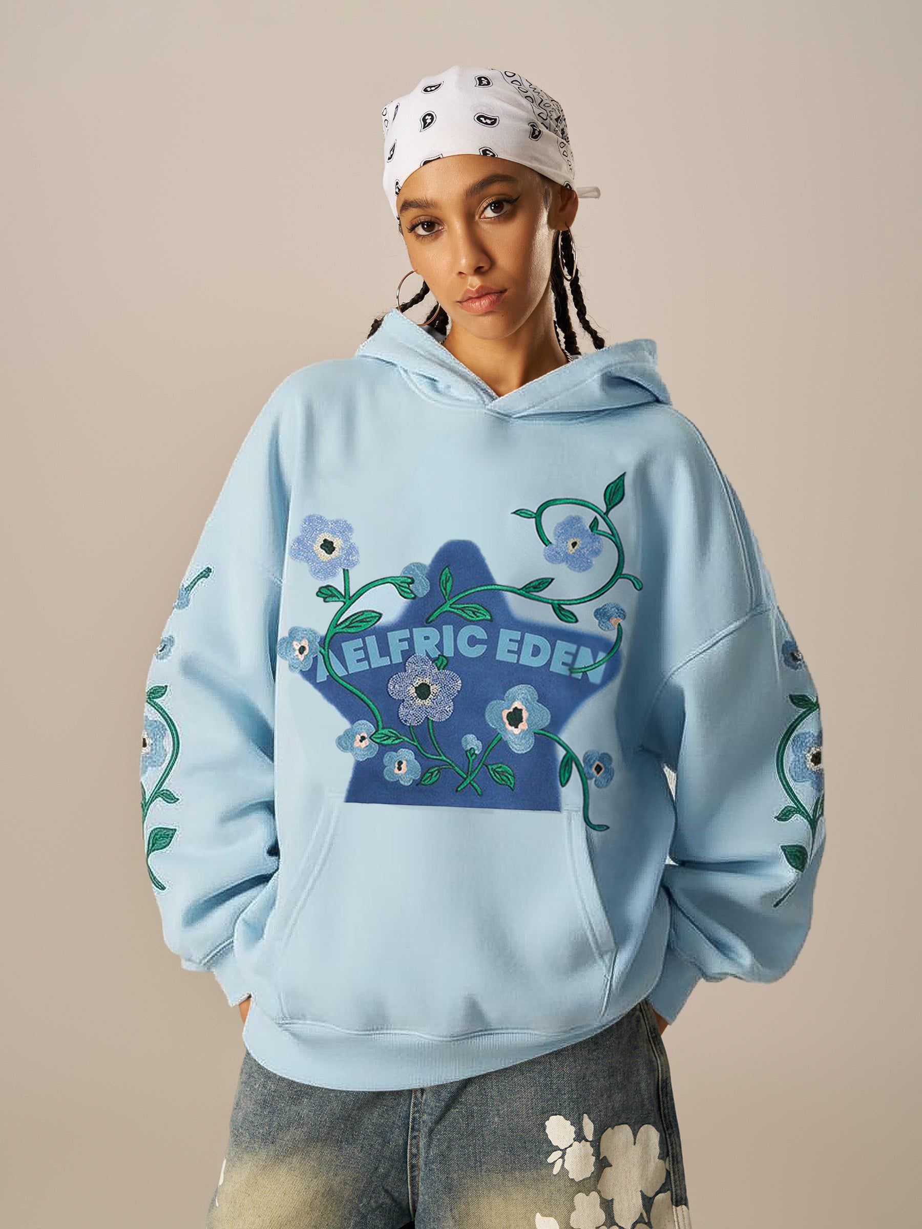 Aelfric Eden Beaded Floral Eden Star Pullover Hoodie