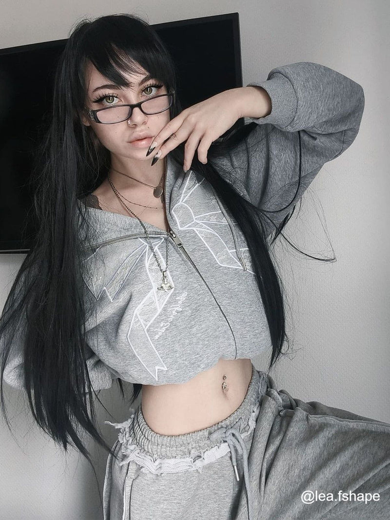 Aelfric Eden Embroidery Lace Bow Zip Up Hoodie