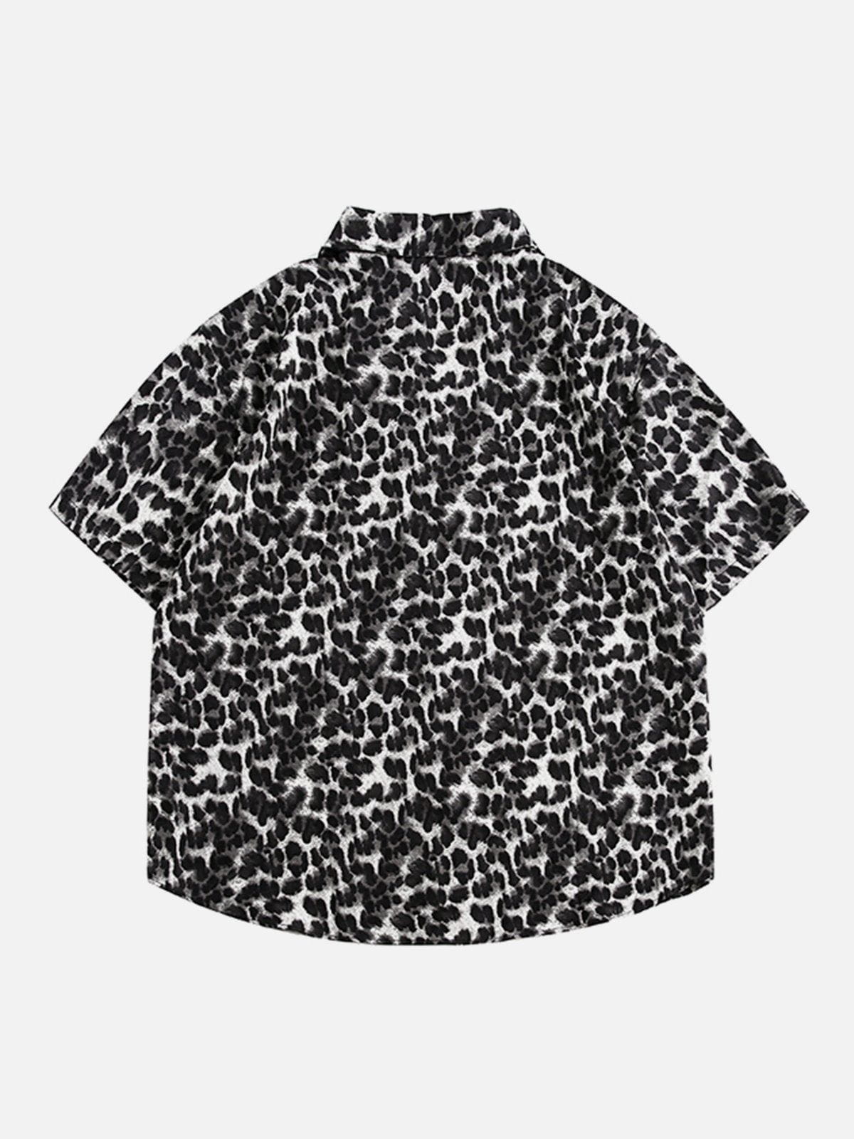 Aelfric Eden Black Leopard Print Short Sleeve Shirt