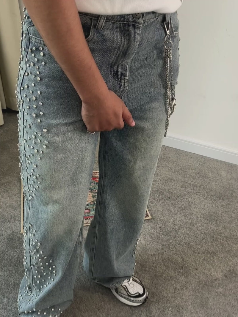 Aelfric Eden Rhinestone Application Washed Loose Jeans
