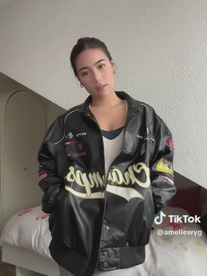 Aelfric Eden Letter-Embroidered Racing Jacket