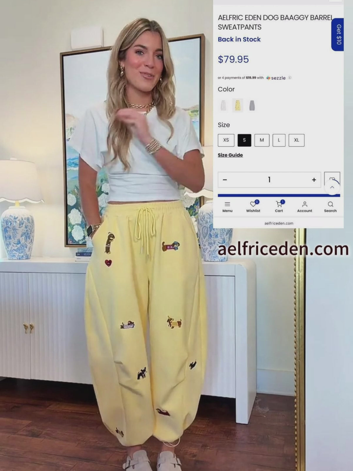 Aelfric Eden Embroidery Puppy Baggy Barrel Sweatpants