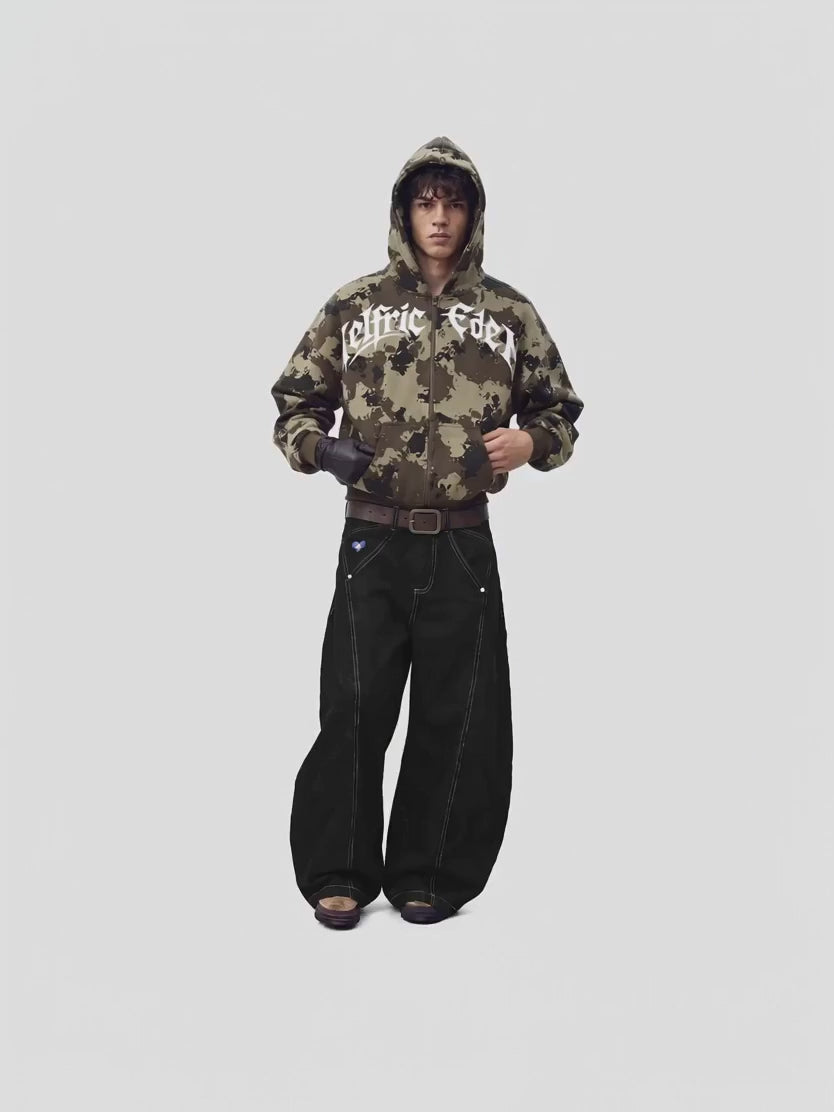 Aelfric Eden Boxy CAMO Zip Up Hoodie