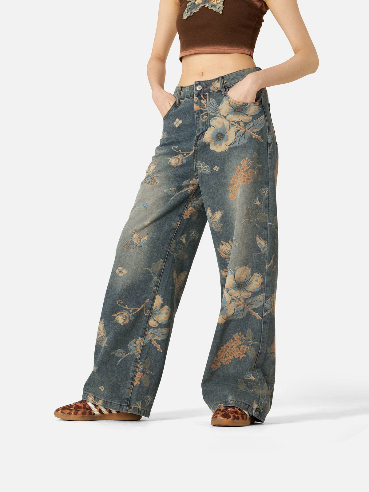 Aelfric Eden Plant Flower Print Jeans