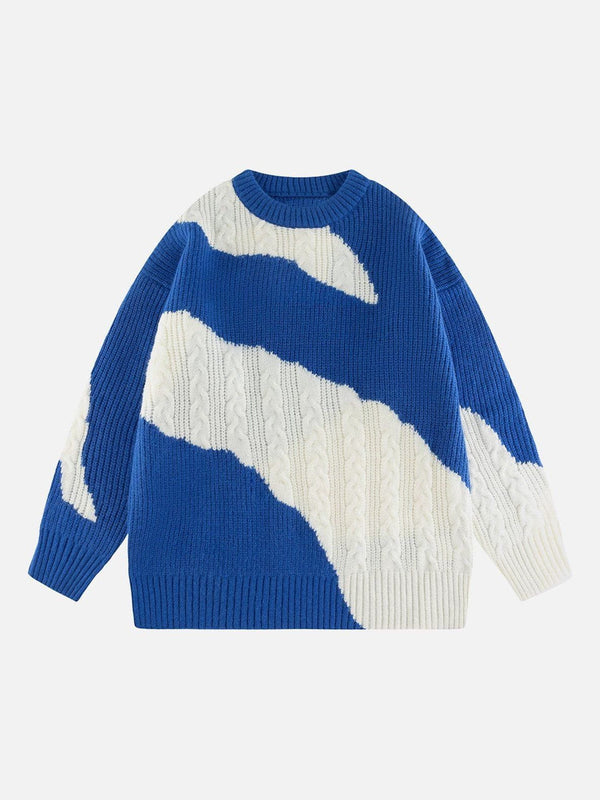 AEL Contrast Irregular Design Knit Sweater