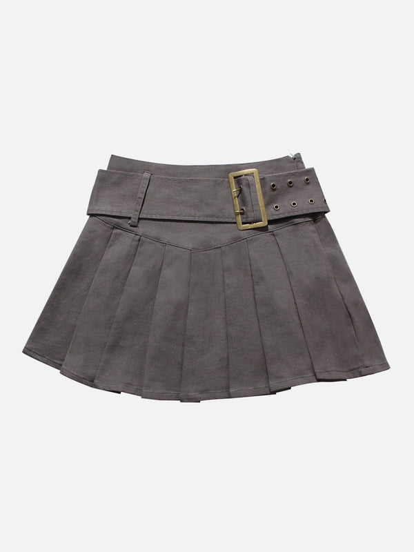 Solid Belt Skirt