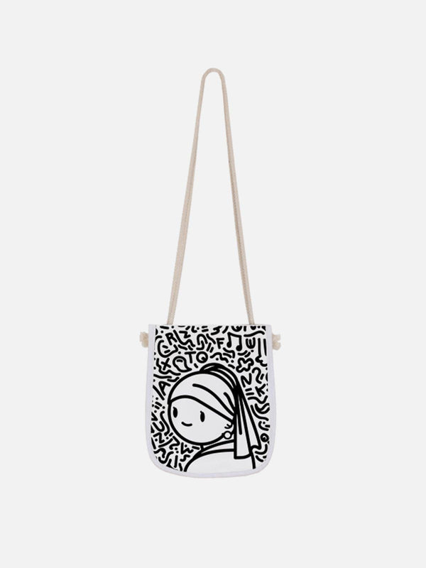 Graffiti Girl Print Crossbody Bag