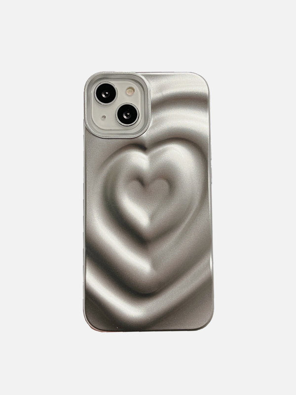 Electroplate Silver 3D Heart Water Ripple Phone Case