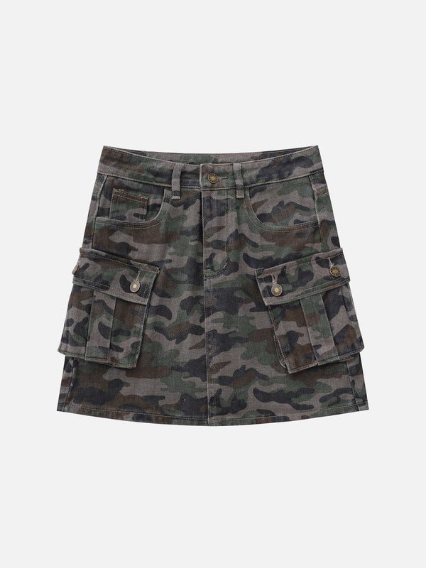 Multi-pocket Denim Skirt