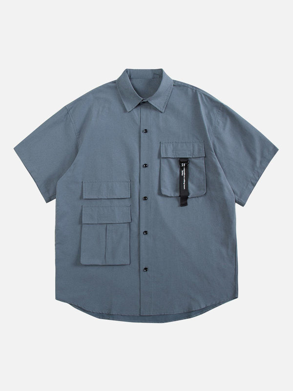 Aelfric Eden Asymmetric Stereo Pocket Short Sleeve Shirts