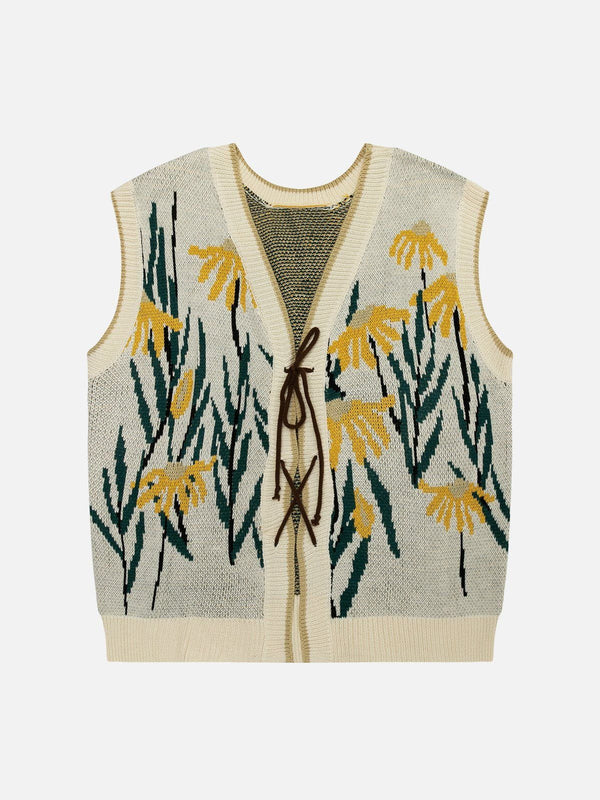 Aelfric Eden Daisies Lace Up Design Sweater Vest