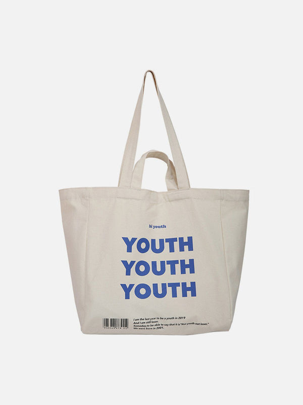 YOUTH Letter Print Canvas Bag