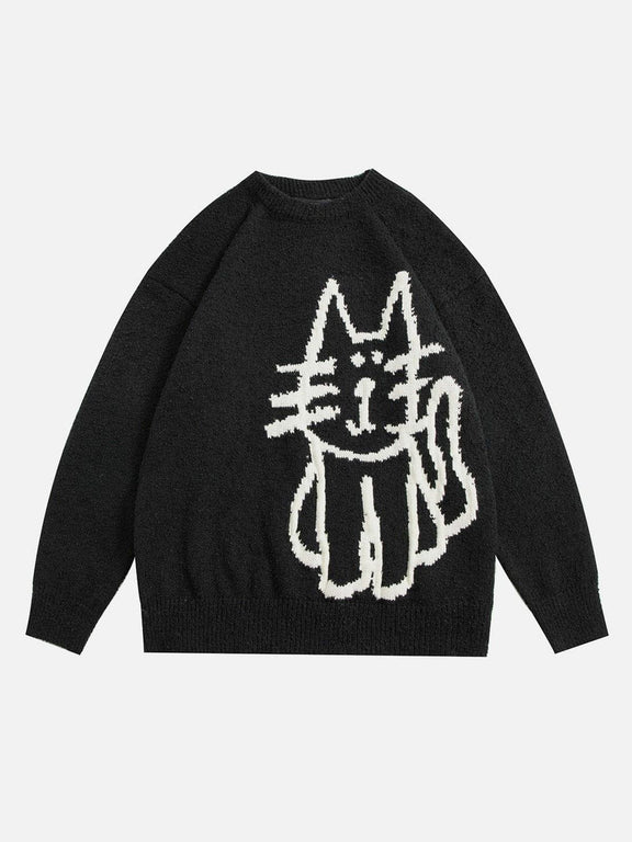Aelfric Eden Hand Drawn Cat Sweater – Aelfric eden